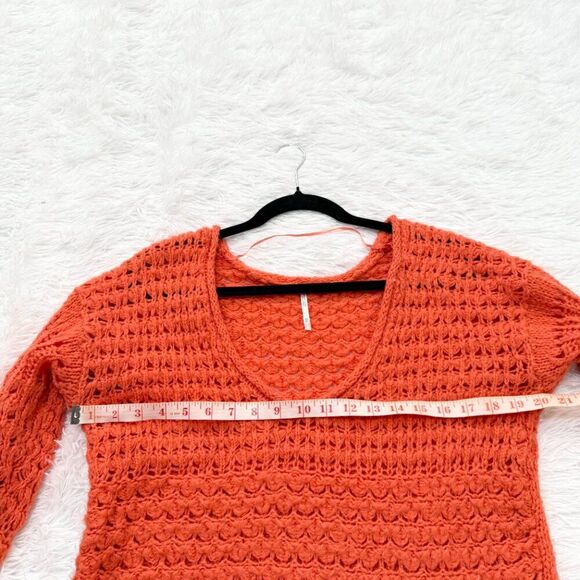 Women Free People Crashing Waves Knit Sweater Pullover Red Orange Extra Small - Picture 6 of 9